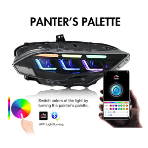 TT-ABC RGB Headlight For 2018-2023 Ford Mustang S650 Projector Front Lamp Assembly - TT-ABC