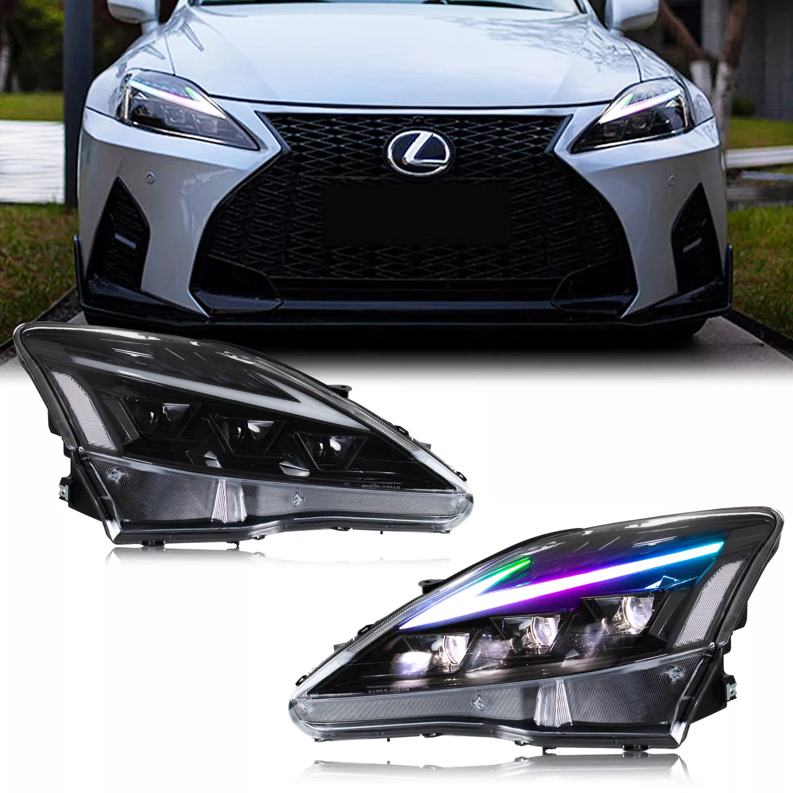 TT-ABC RGB Headlight for Lexus IS250/ IS250C IS350 IS350C IS220d 2006-2013, ISF 2008-2014 With DRL Start UP Animation & Sequential Indicator - TT-ABC