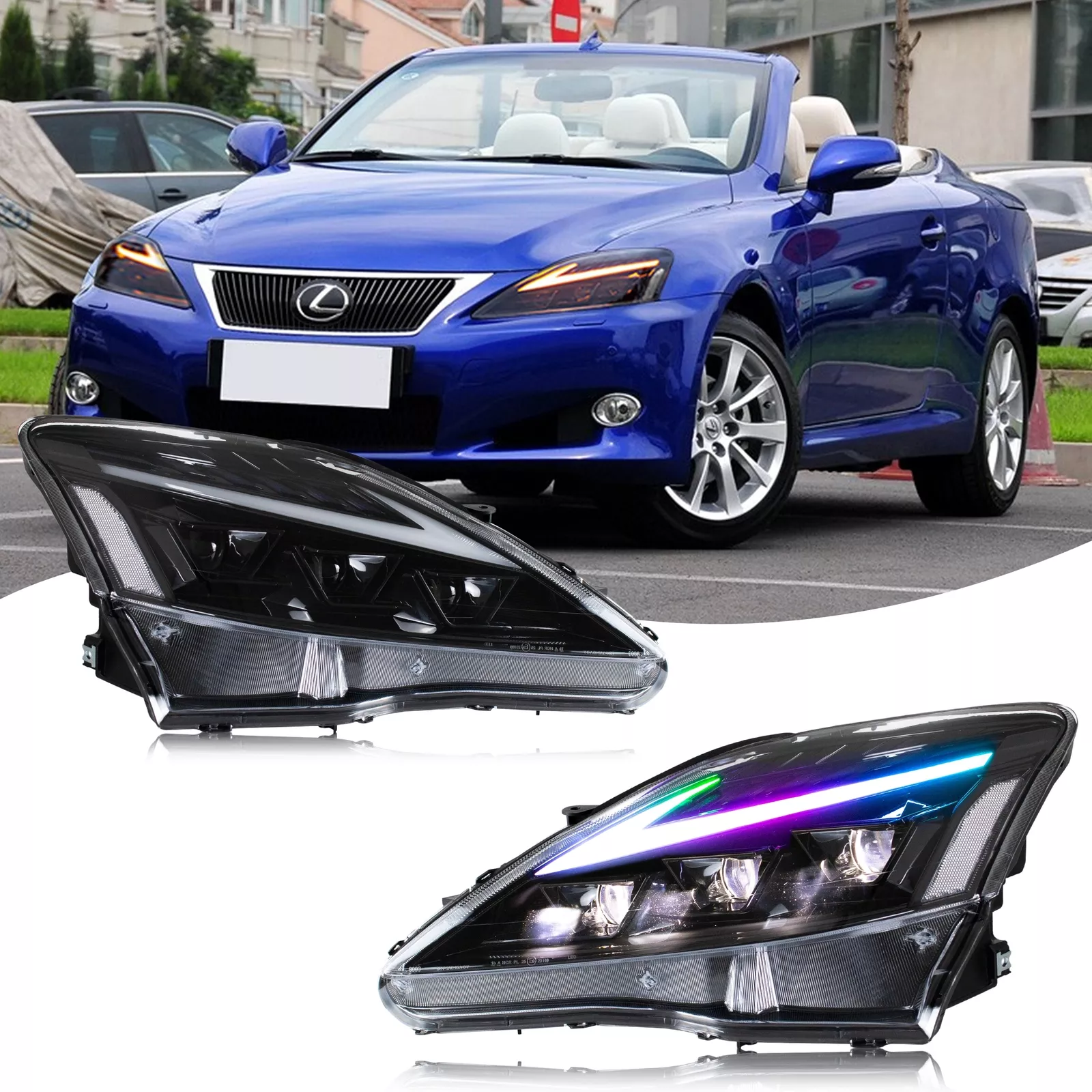 TT-ABC RGB Headlight for Lexus IS250/ IS250C IS350 IS350C IS220d 2006-2013, ISF 2008-2014 With DRL Start UP Animation & Sequential Indicator - TT-ABC