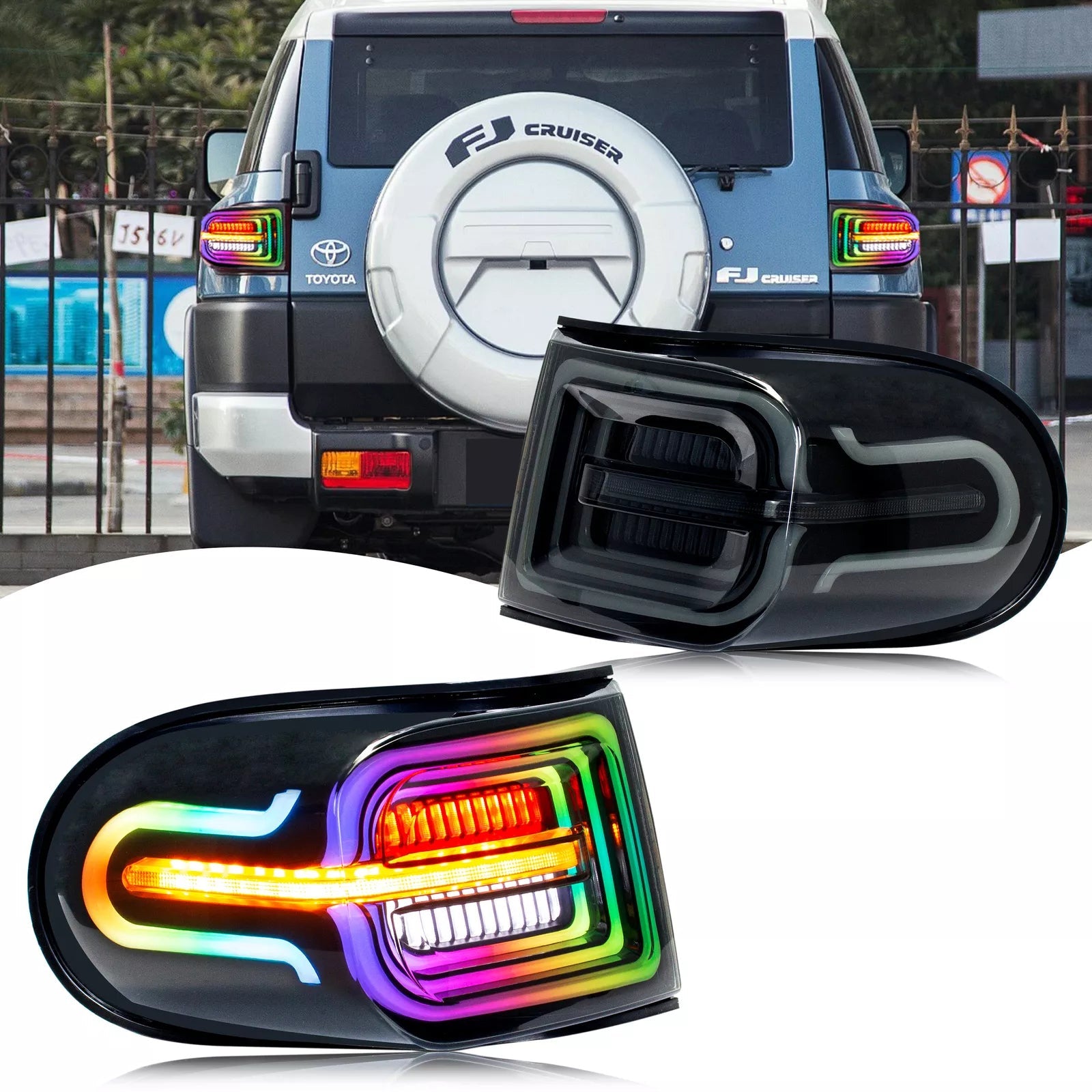 TT-ABC RGB Tail Lights For 2007-2021 Toyota FJ Cruiser Rear Lamps Assembly - TT-ABC