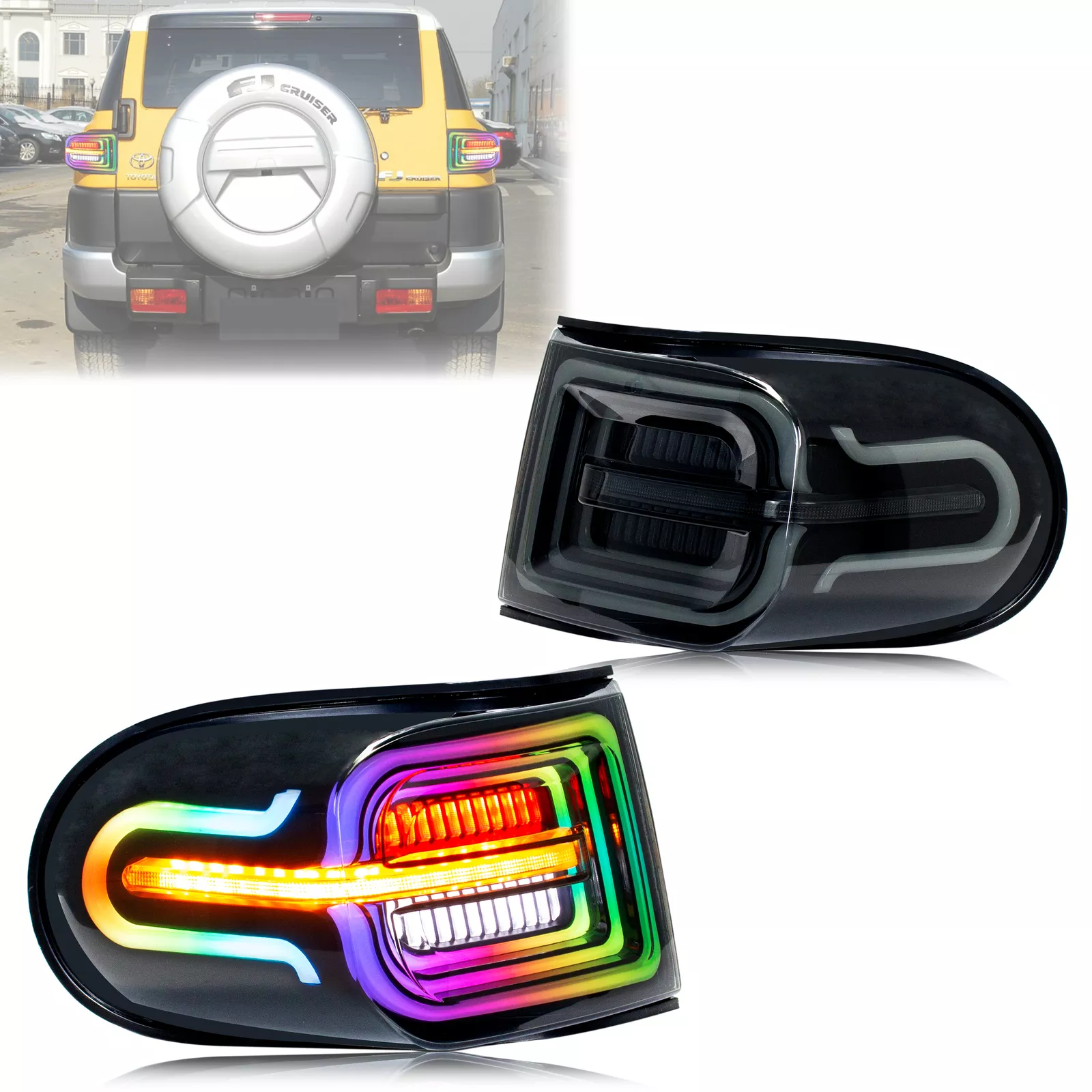 TT-ABC RGB Tail Lights for 2007-2020 Toyota FJ Cruiser Sequential TT-ABC RGB Tail Lights for 2007-2020 Toyota FJ Cruiser Sequential