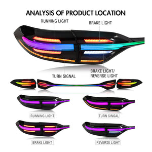 TT-ABC RGB Tail Lights for 2020-2024 Toyota Corolla Start Up Animation DRL Sequential Indicator Rear Lamp Assembly - TT-ABC