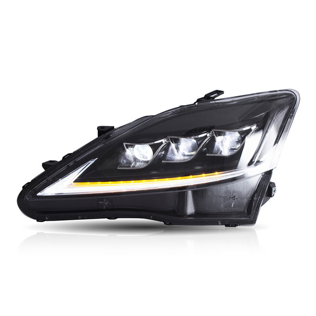 For 2006-2012 Lexus IS250C IS350C, 2008-2014 Lexus ISF Headlights with Sequential Turn Signal Projector(Amber)