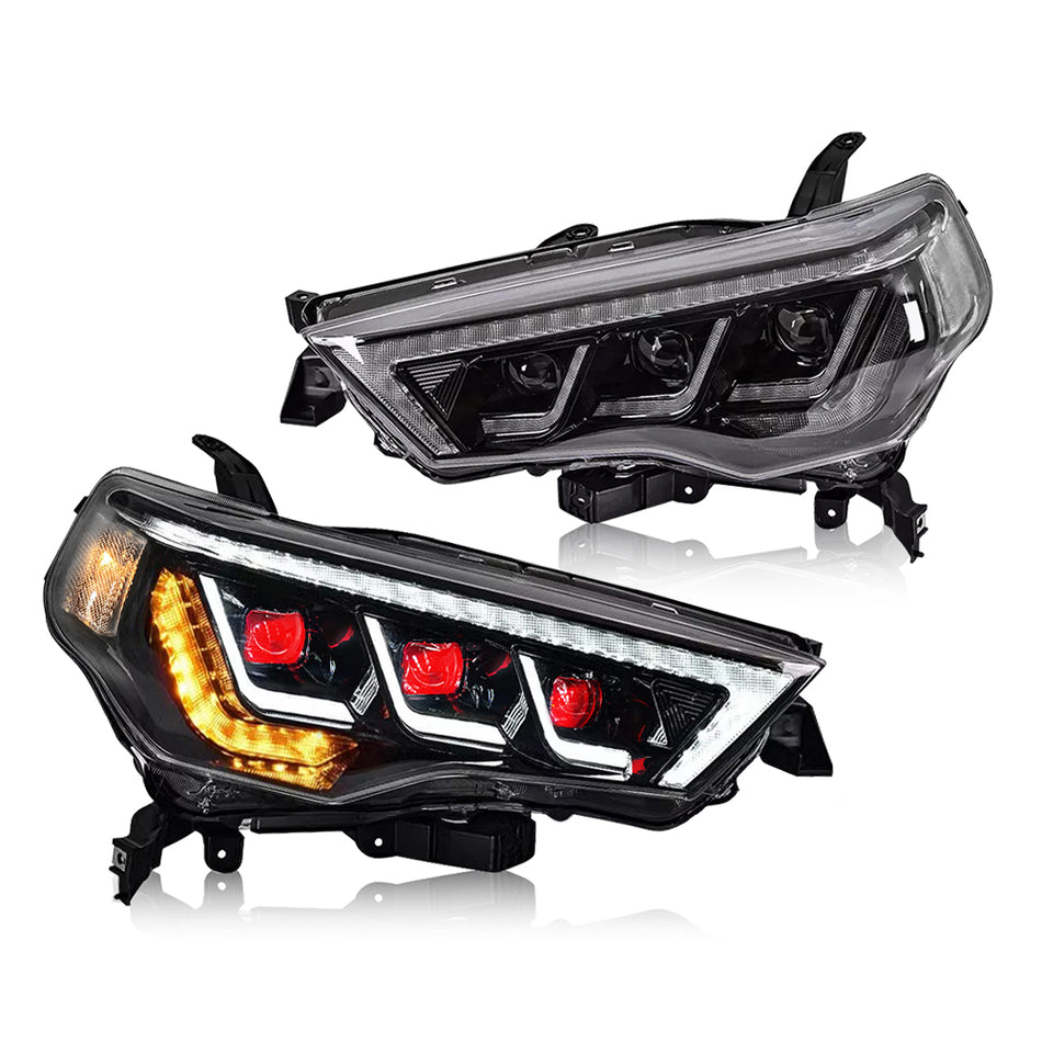 ل 2014-2021 تويوتا 4Runner المصابيح الأمامية LED (أبيض / عيون الشيطان)