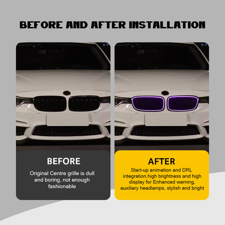 Modified front grille RGB lights for 2013-2018 BMW 3 series M3/F30/F35