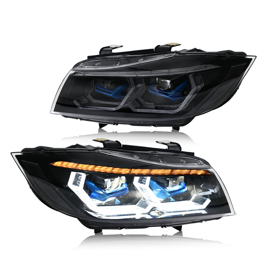 ل 2005-2012 BMW 3-Series E90 E91 المصابيح الأمامية LED (هالوجين / زينون)