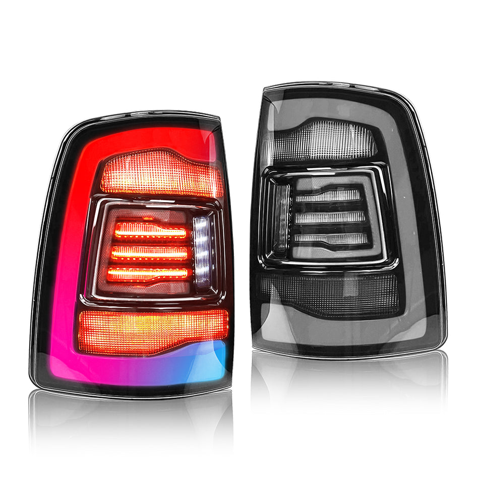 Montaje de luces traseras RGB Barra de luz led dinámica Carcasa negra Compatible con Dodge Ram 1500 2009-2018