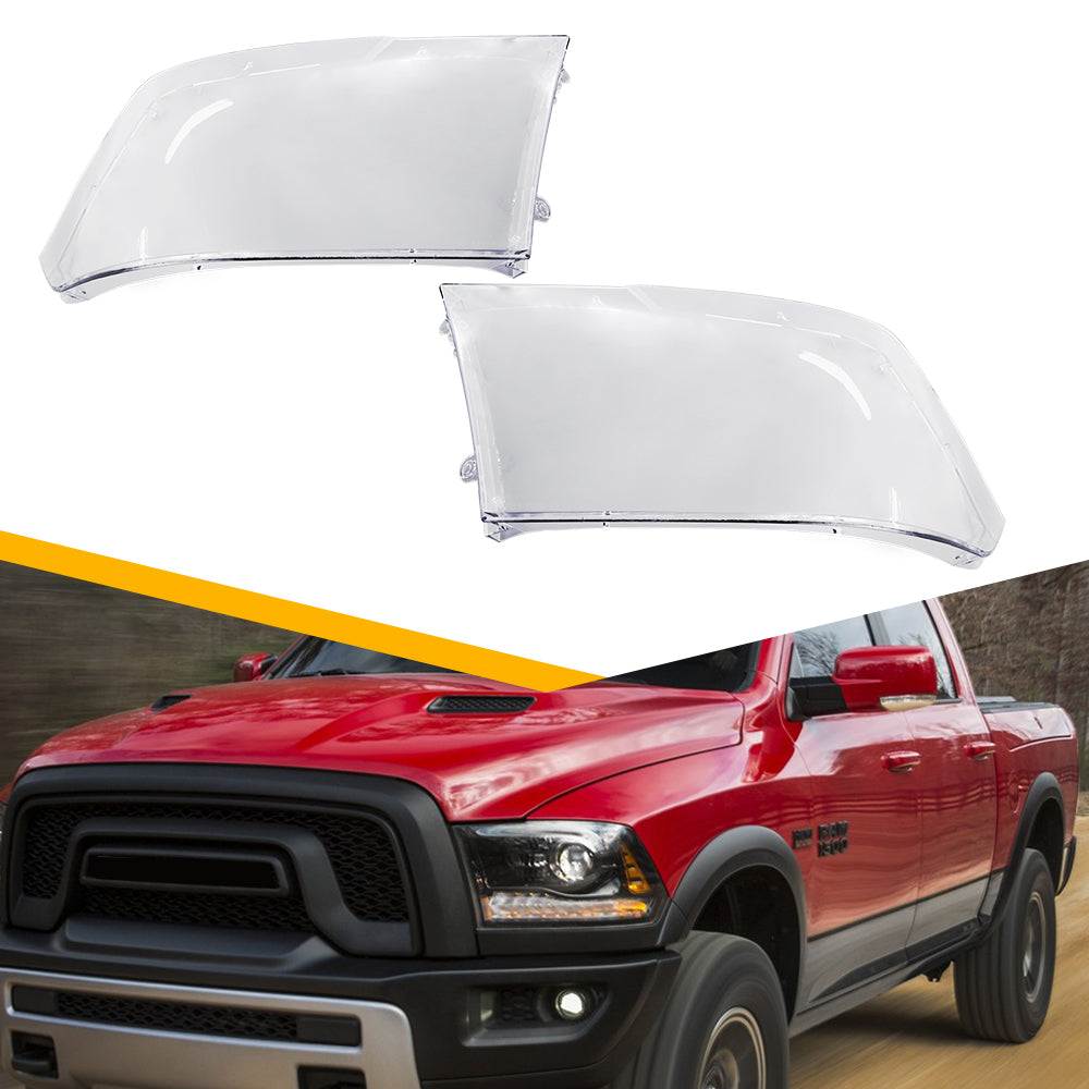 Headlight Lens Cover for 2009-2018 Dodge RAM 1500,2013-2018 Dodge RAM 1500 2500 Front Left Right Headlight with Gasket 1 Set
