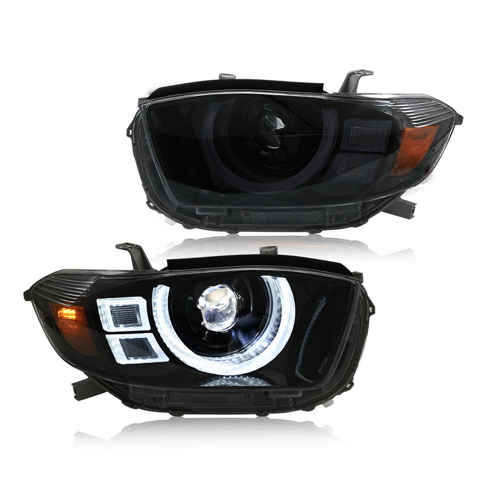Para 2008-2010 Toyota Highlander LED Faróis DRL Sequencial Turn Signal