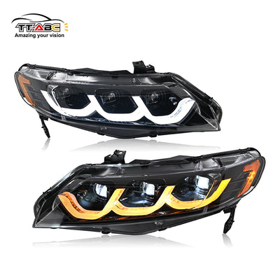 Phares à LED neufs TT-ABC pour Honda Civic 4Dr 8Th Gen Sedan 2006-2011, phare de signalisation d'animation