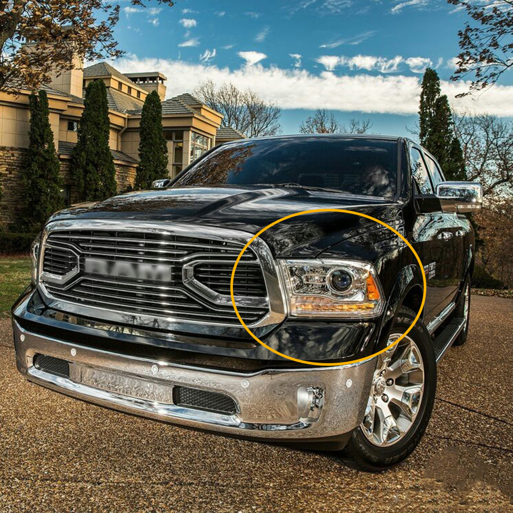 Headlight Lens Cover for 2009-2018 Dodge RAM 1500,2013-2018 Dodge RAM 1500 2500 Front Left Right Headlight with Gasket 1 Set