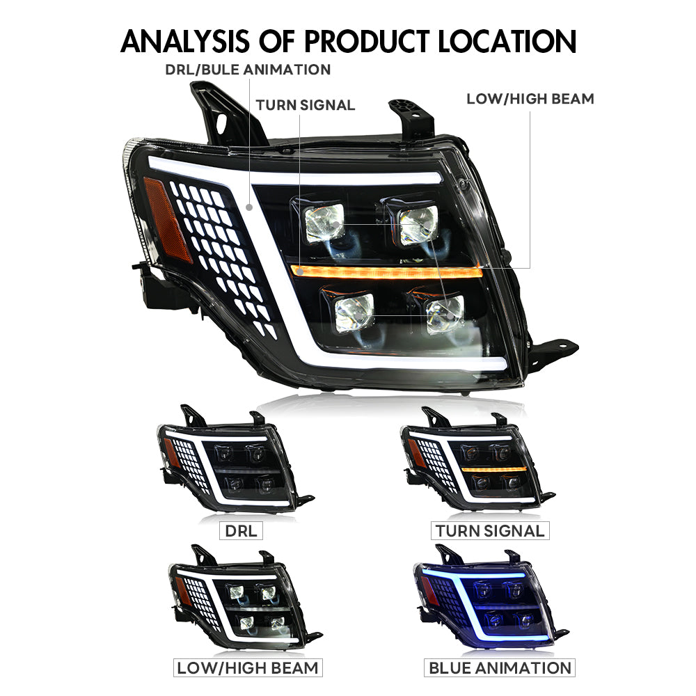 TT-ABC Led Headlight For 2009-2021 Mitsubishi Pajero V93 V97 Led Headlights With Dynamic Animation Lights-Mitsubishi-TT-ABC