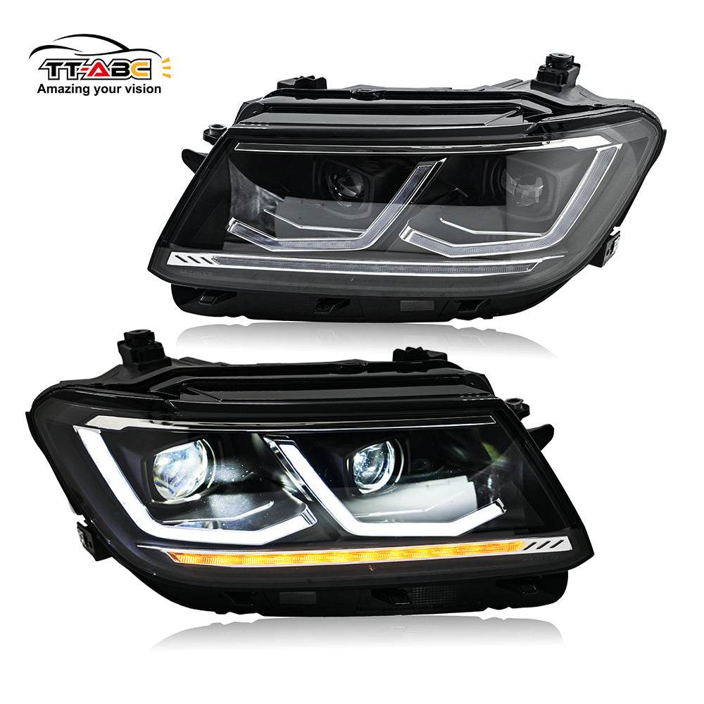 TT-ABC LED-Scheinwerfer für 2017–2021 Volkswagen VW Tiguan mit Start-Up-Animation, sequentieller Blinker, Frontleuchte