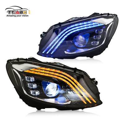 Phares LED TT-ABC pour Mercedes-Benz Classe C C300 W205 C400 Luxury/Sport/4Matic AMG C43/C63 (2015-2021) avec animation