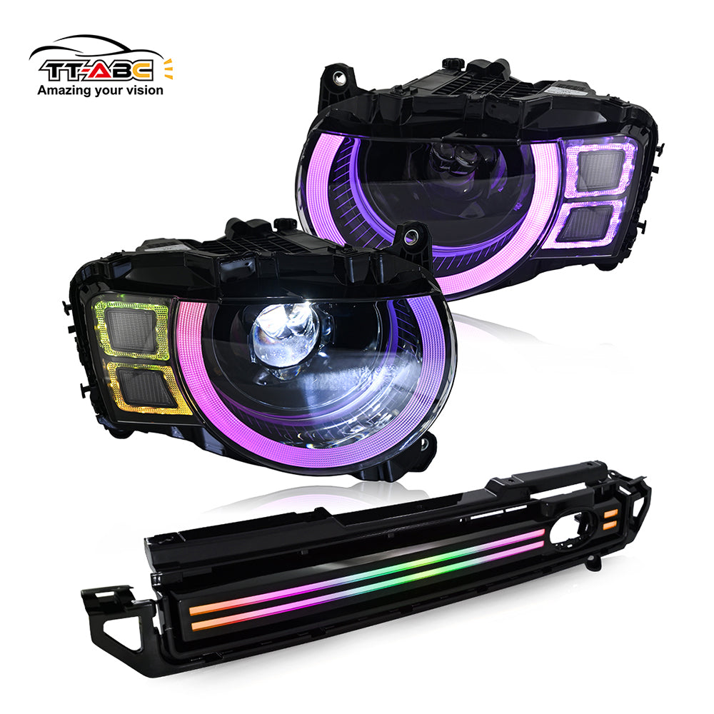 TT-ABC RGB Headlight & RGB Grille Trim Strip DRL Light For 2020-2025 Land Rover Defender 90 110