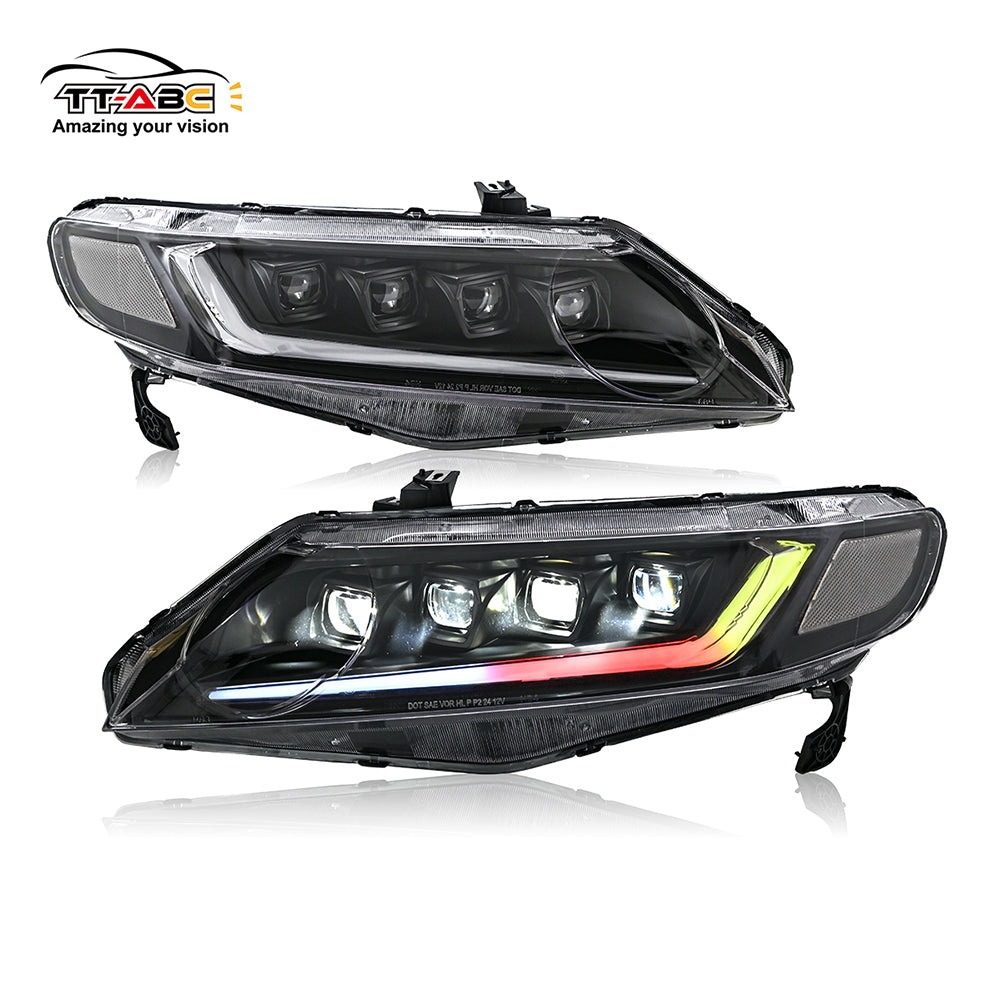 TT-ABC RGB Headlight for 2006-2011 Honda Civic 4 Door 8Th Gen Headlights Assembly