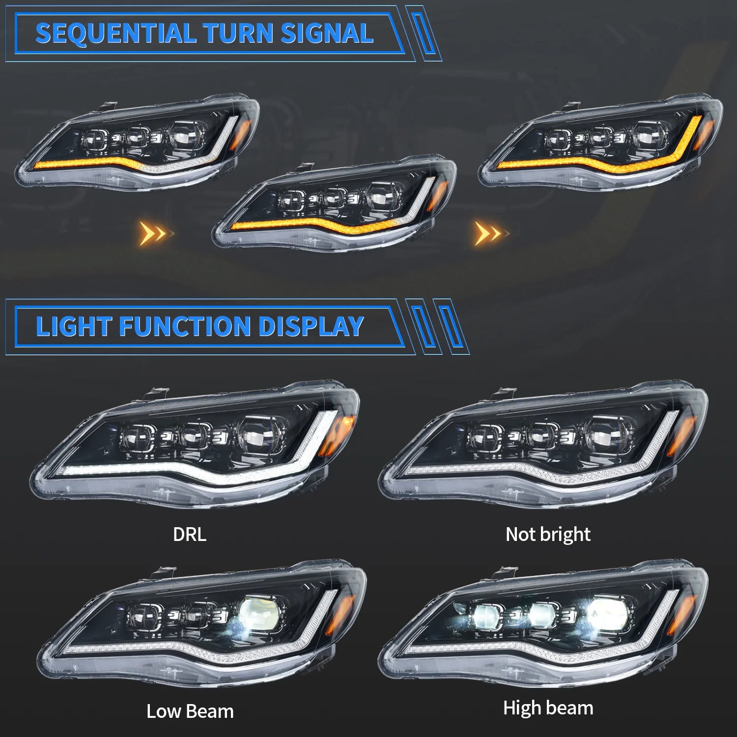 TT-ABC Led Headlight for 2006-2012 Honda Civic FD1,FD2 Type-R - TT-ABC
