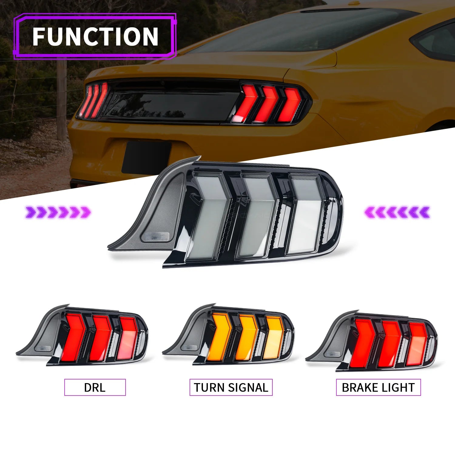 GTINTHEBOX Rear LED Tail Lights – Sequential Turn Signal – 2015-2017 Ford Mustang