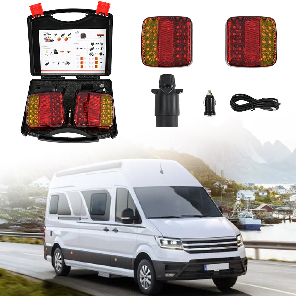 EU 2X 7 Pin LED Magnetic Wireless Trailer Tail Light For Trailer-Truck Automotive LED Warning Light