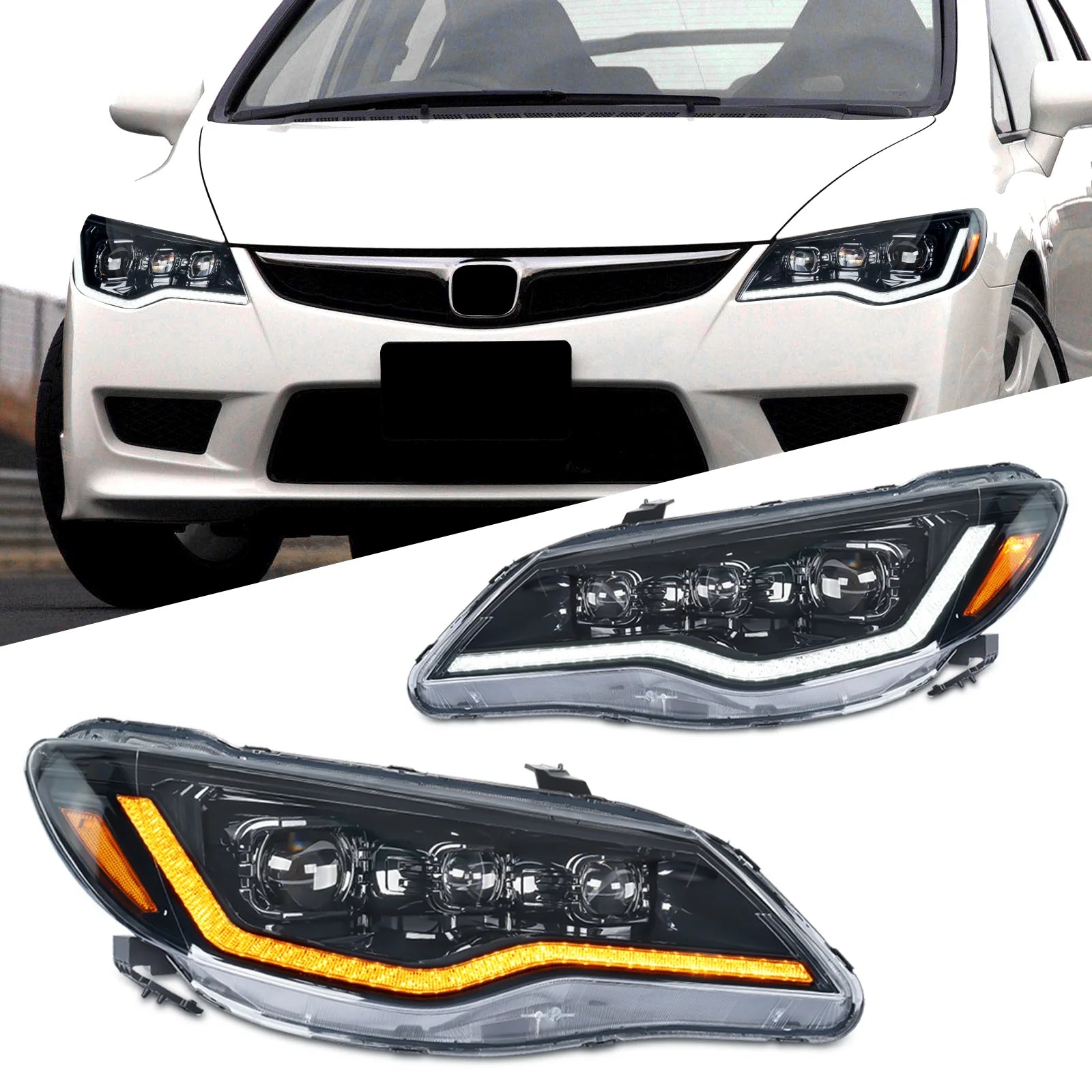 TT-ABC Led Headlight for 2006-2012 Honda Civic FD1,FD2 Type-R