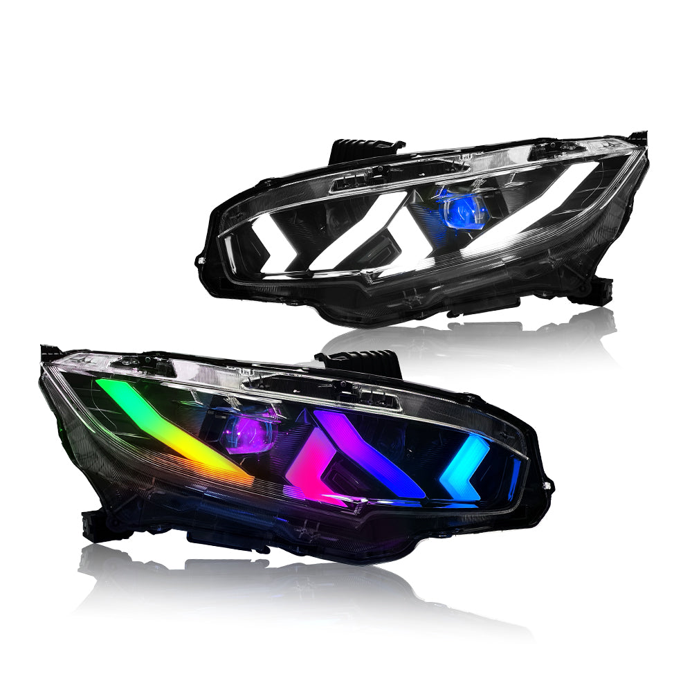 TT-ABC RGB Headlight for 2016-2021 Honda Civic 10th gen Sedan/Hatchback/Coupe Headlight Assembly-Honda-TT-ABC