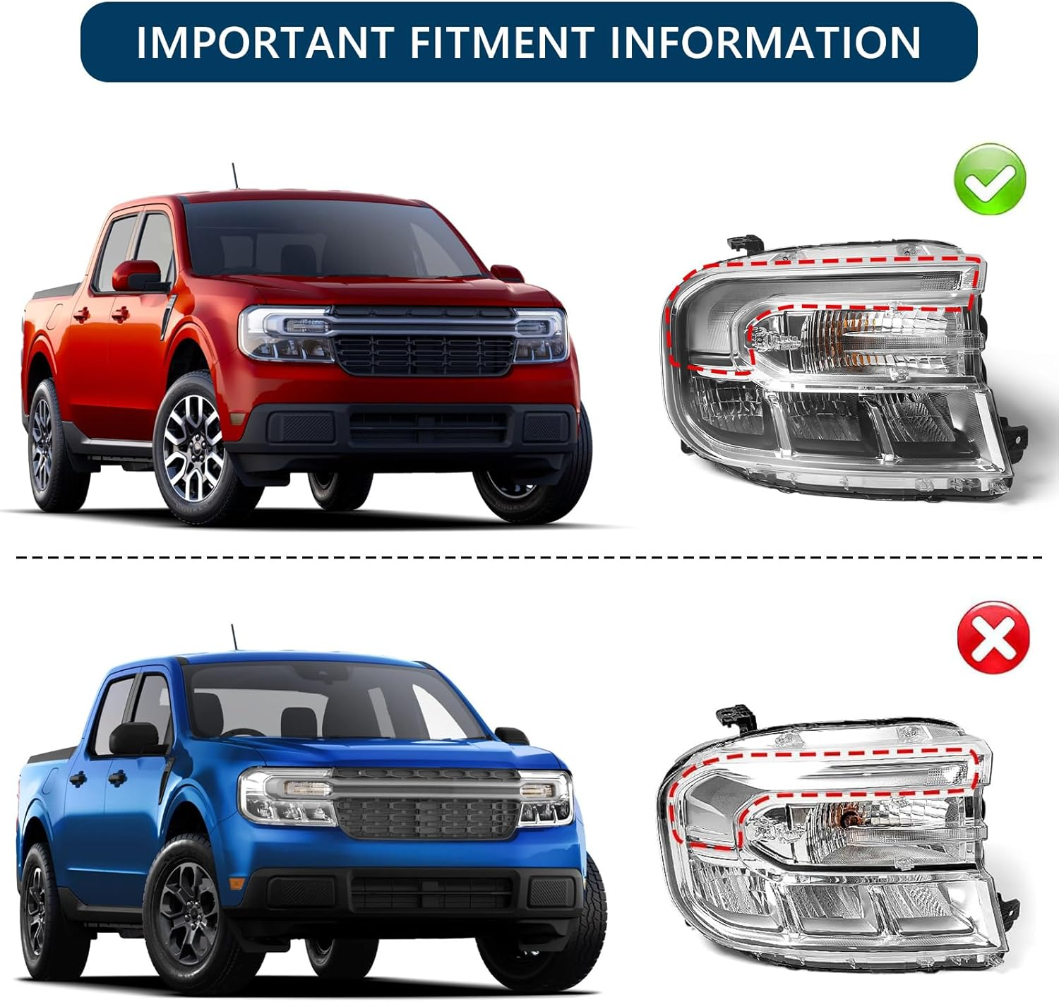 TT-ABC Led Headlight for 2022-2024 Ford Maverick Headlight Assemblies