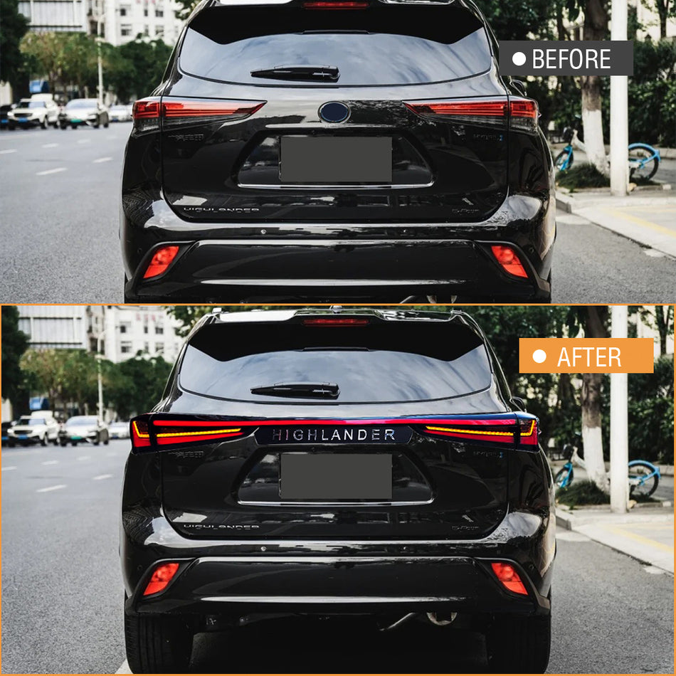 TT-ABC Led Tail Light For 2020-2024 Toyota Highlander Start Dynamic Breathing DRL Sequential Steering Signal Light