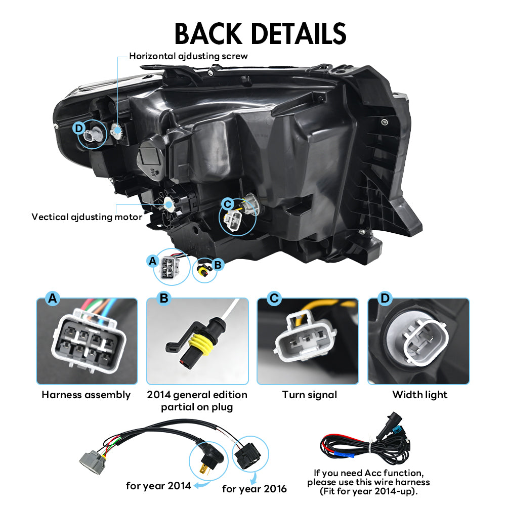 TT-ABC Projector Led Headlights For 2014-2021 Toyota Tundra Sequential