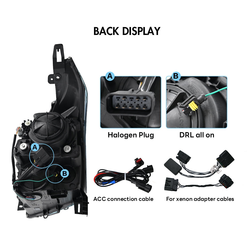 TT-ABC Carbon Fiber LED Headlights For 2010-2016 Cadillac SRX Halogen