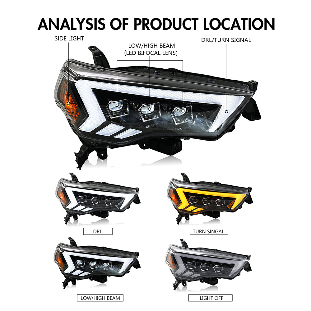 TT-ABC LED Headlights For 2014-2022 Toyota 4Runner Front Lamp Assembly