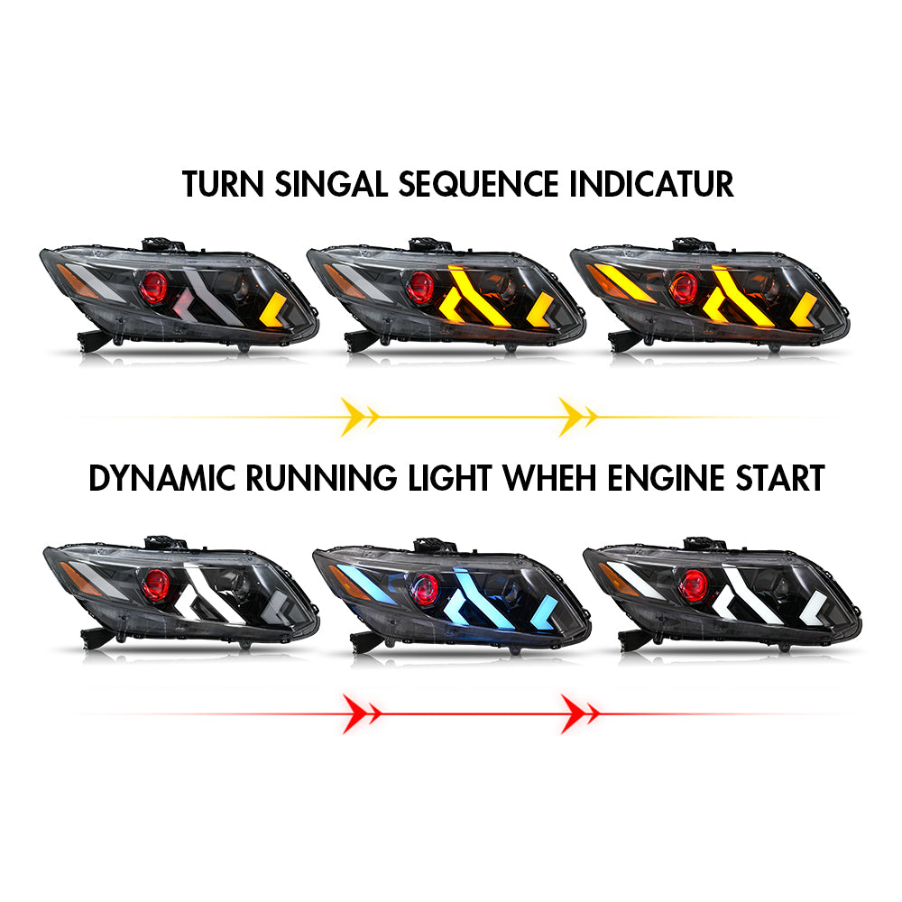 TT-ABC Demon Eye Headlights for 2012-2015 Honda Civic 9th Gen Projector Front Lamp Assembly-TT-ABC-TT-ABC