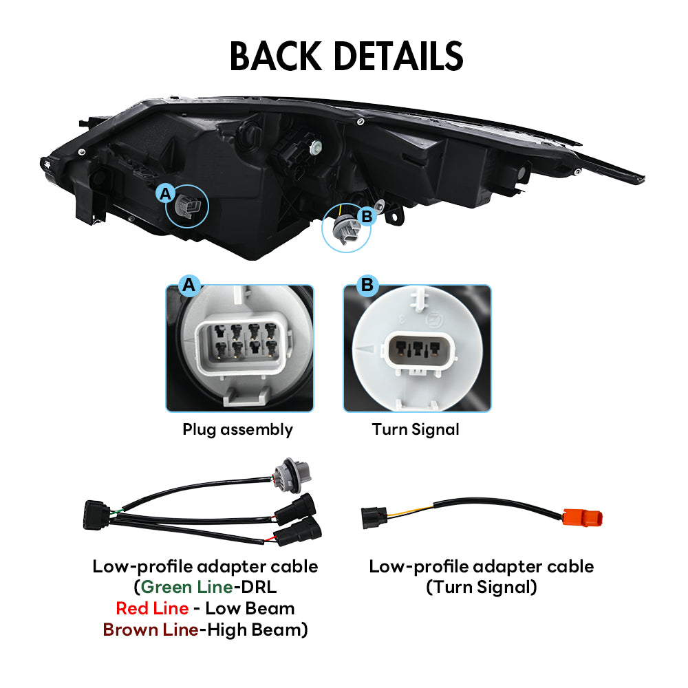 TT-ABC Led Headlights for 2019-2022 Honda HRV 4-door Front Lamps
