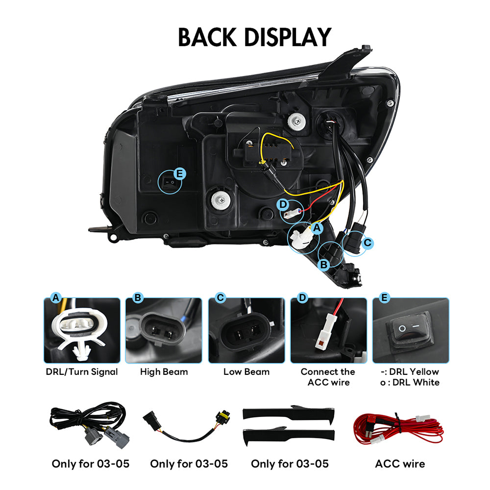 TT-ABC LED Headlights for 2006-2009 Toyota 4Runner Front Lamp Assembly