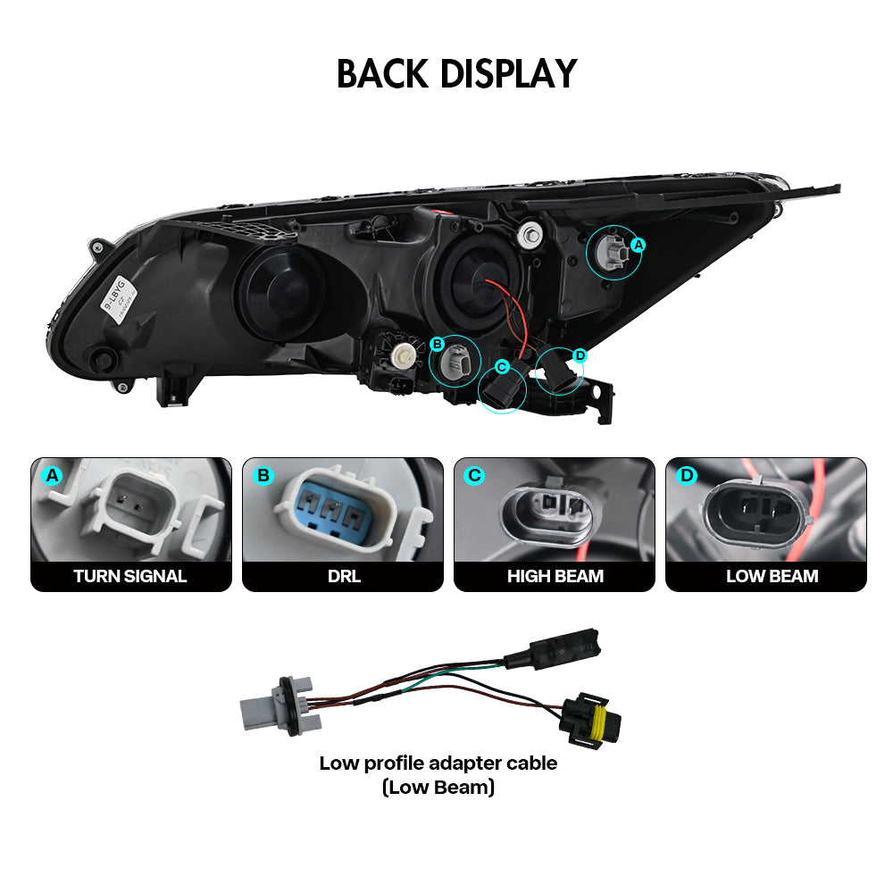 TT-ABC LED Headlight for 2013-2015 Honda Accord Sedan HeadLamps Assemb