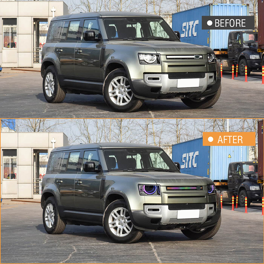 TT-ABC RGB Headlight & RGB Grille Trim Strip DRL Light For 2020-2025 Land Rover Defender 90 110