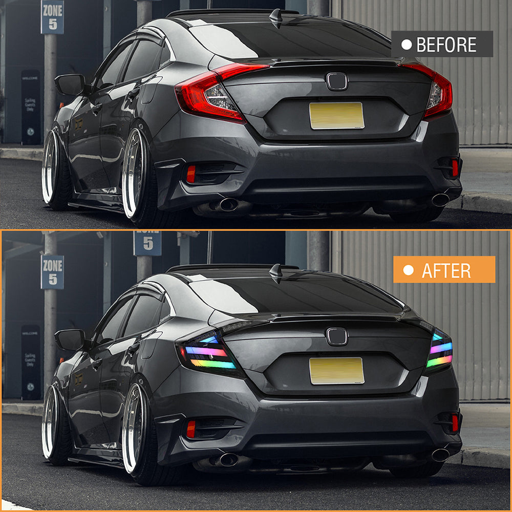 Feux arrière à LED pour Honda Civic 10e génération 2016-2021 avec animation de démarrage DRL