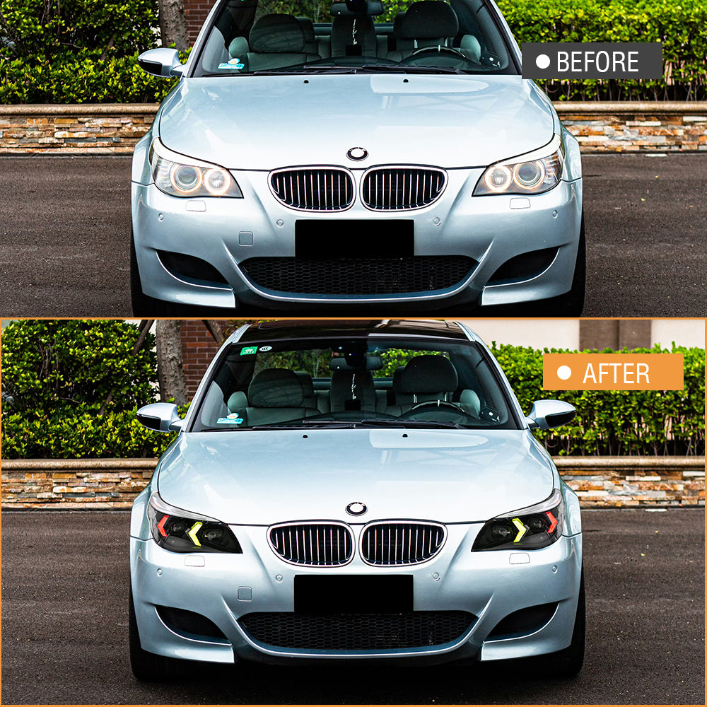 TT-ABC RGB Headlights for 2005-2010 BMW 5-Series E60 525i 530i 540i He