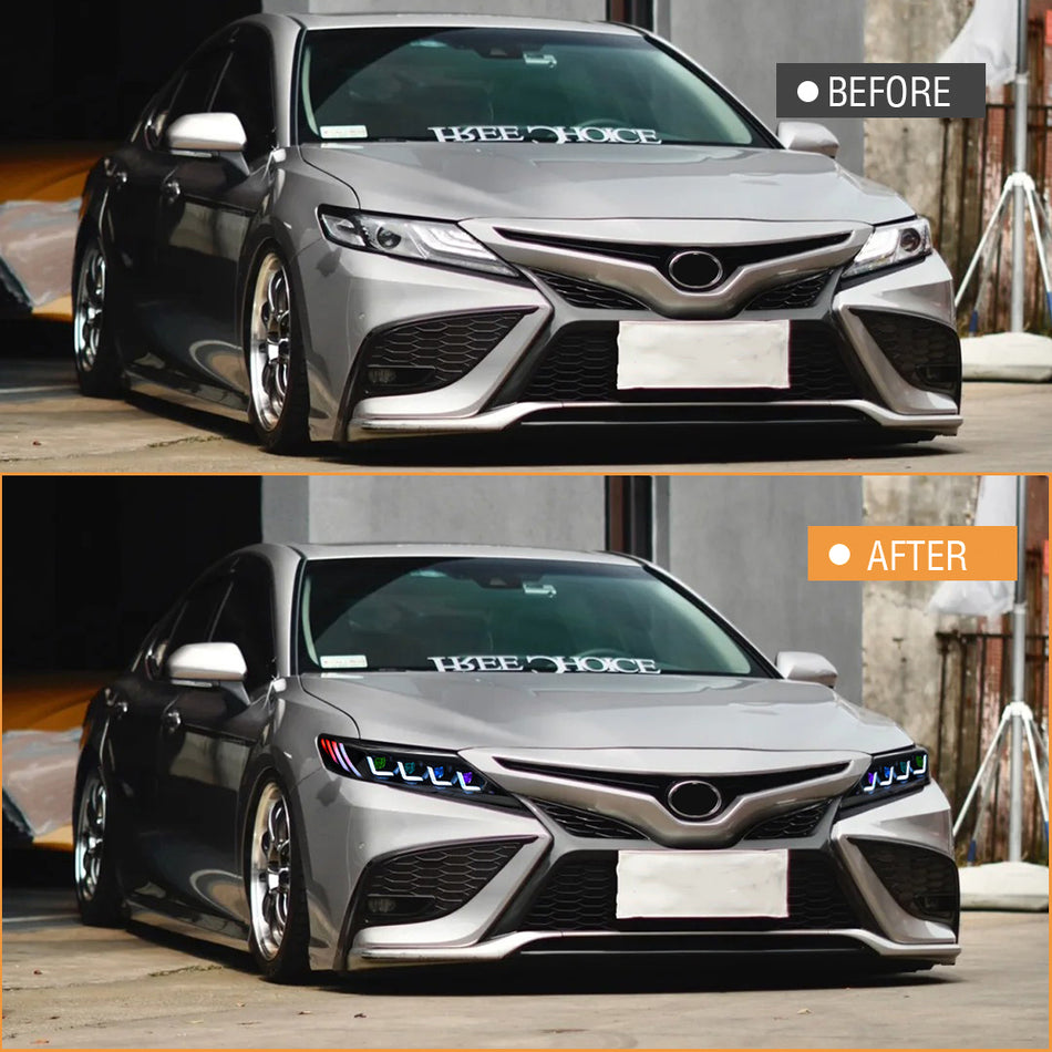 TT-ABC New RGB Headlights For 2018-2024 Toyota Camry LE SE XLE XSE TRD (Quad Projectors Headlights)