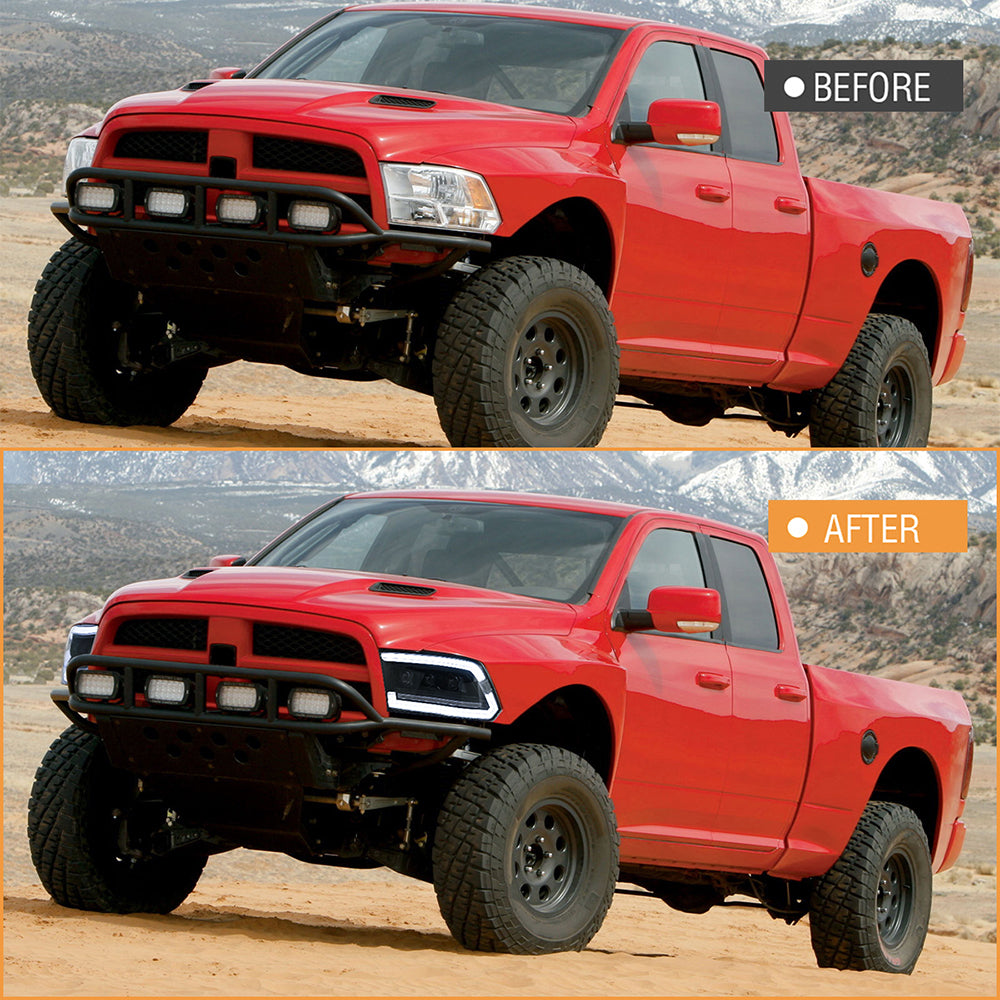 Phares TT-ABC de LED pour 2009-2018 Dodge RAM 1500,2013-2018 Dodge RAM 1500 2500 Phare avec le clignotant séquentiel