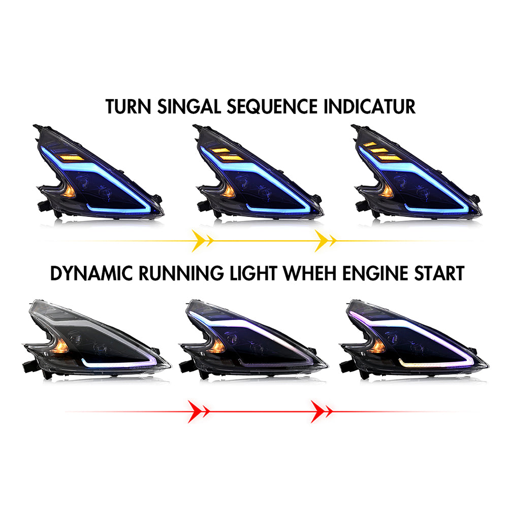 TT-ABC RGB ヘッドライト 2008-2020 日産 370z フェアレディ Z34 用
