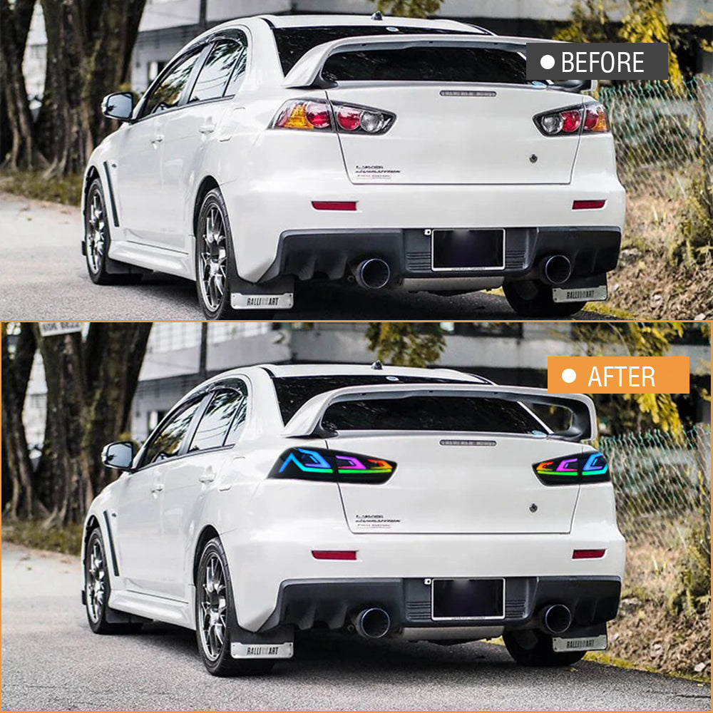 Smoke RGB 3D LED Tail Lights For Mitsubishi Lancer CJ / EVO X / VRX (2007-2018)