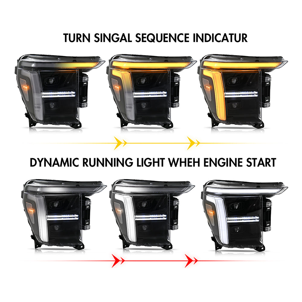 TT-ABC Full LED Headlights for 2021-2023 Ford F-150 F150 P702 14th Gen
