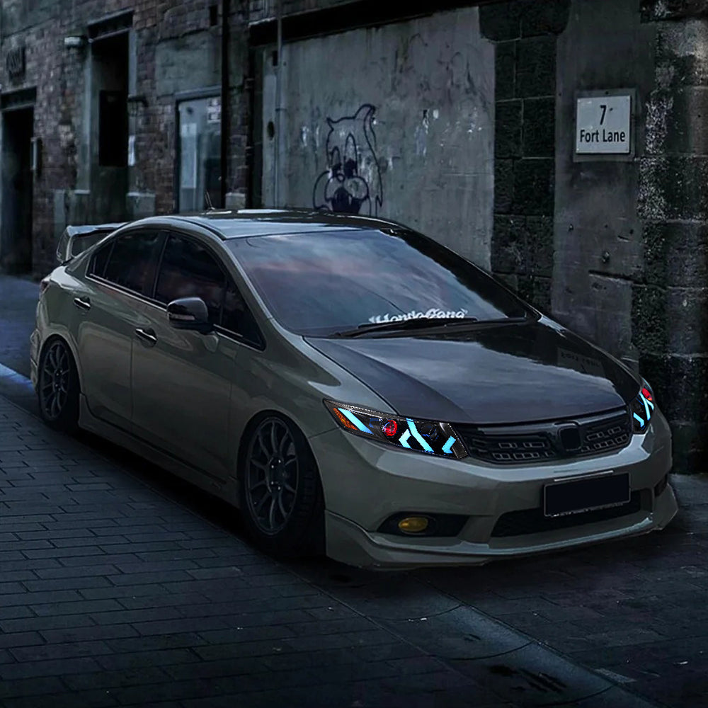TT-ABC Demon Eye Headlights for 2012-2015 Honda Civic 9th Gen Projector Front Lamp Assembly-TT-ABC-TT-ABC