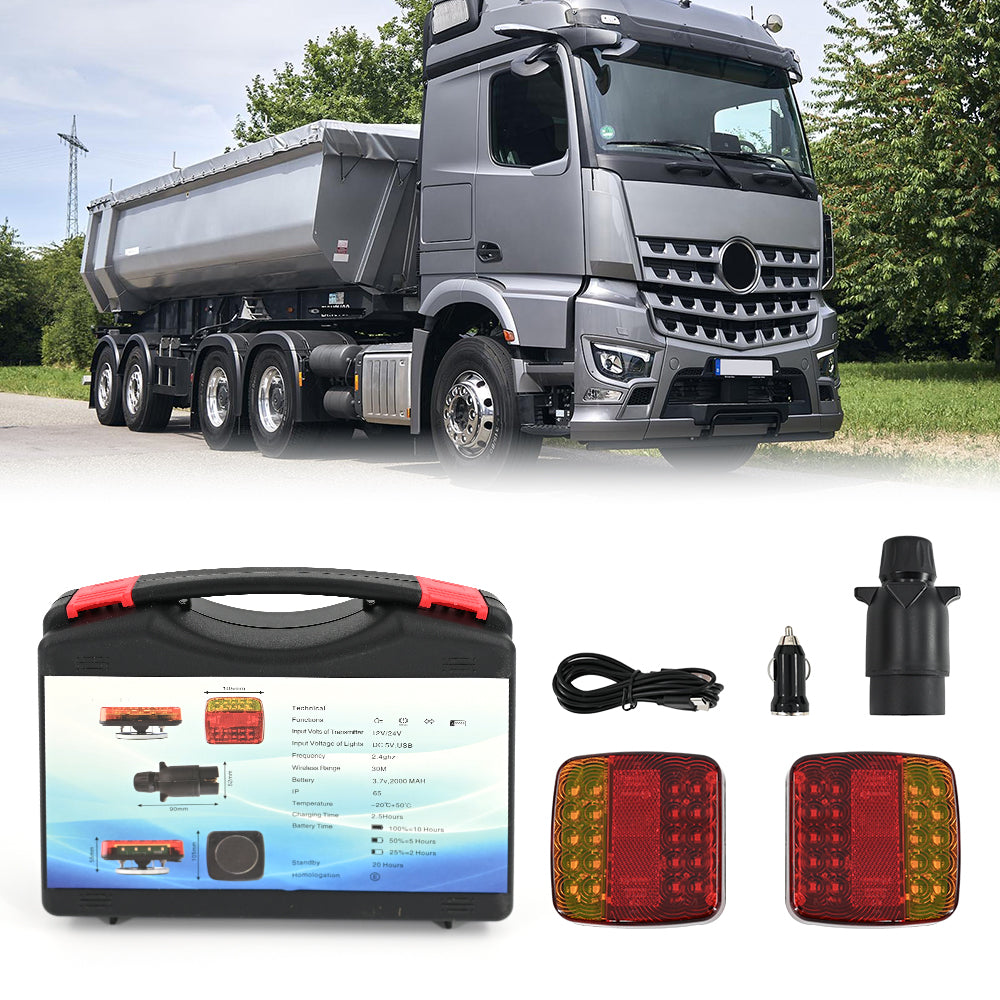EU 2X 7 Pin LED Magnetic Wireless Trailer Tail Light For Trailer-Truck Automotive LED Warning Light