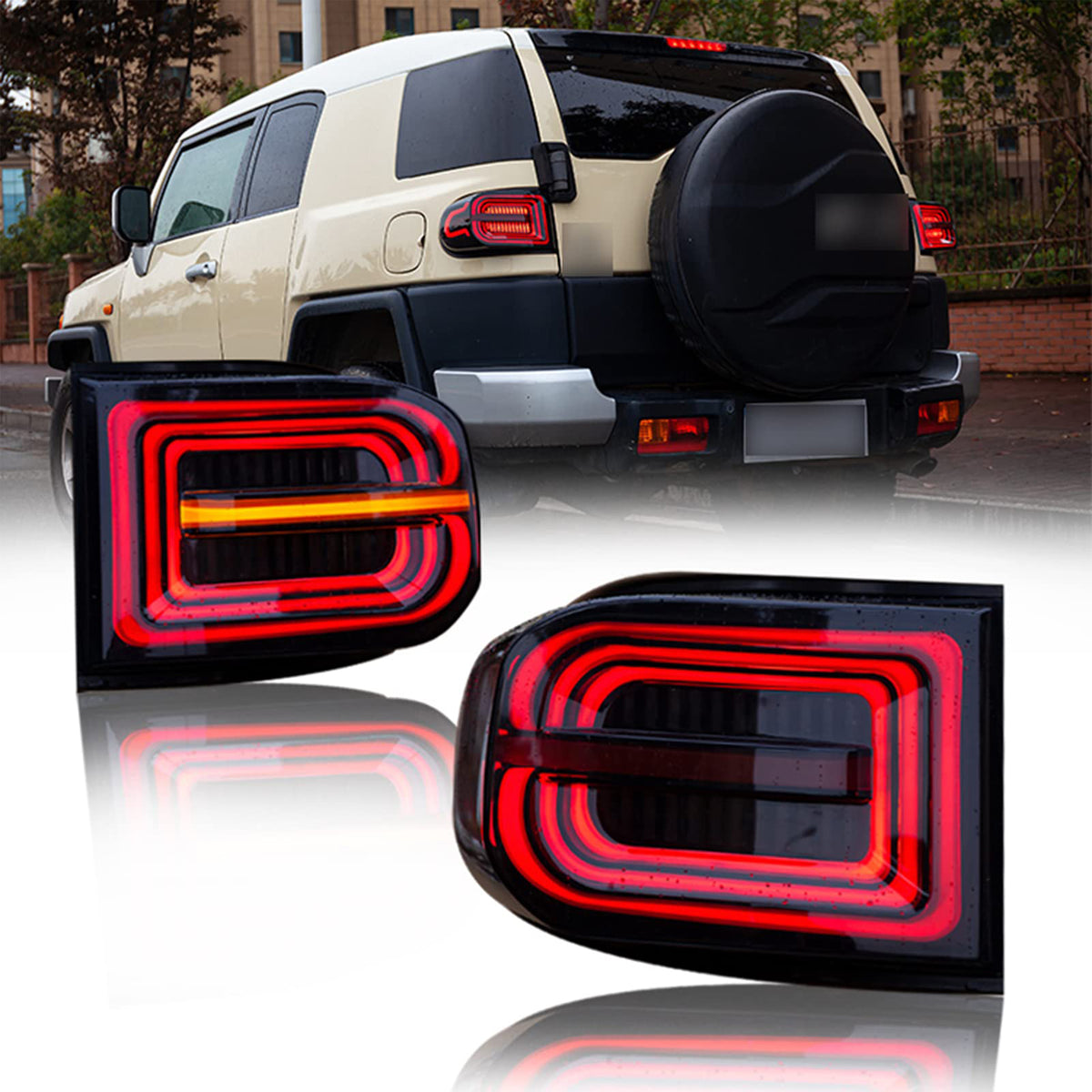 TT-ABC Smoked Tail Lights For 2007-2014 Toyota FJ Cruiser Rear Lamps Assembly-Toyota-TT-ABC