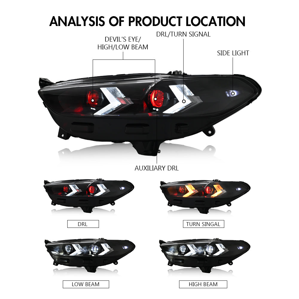 Demon Eye Headlights For Ford Fusion Mondeo 2013-2016 American version halogen headlights-Ford-TT-ABC