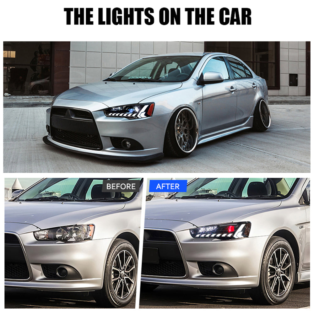 TT-ABC - LED Headlights For Mitsubishi Lancer EVO EX 2008-UP Start UP Animation-Mitsubishi-TT-ABC-64*49*33-TT-ABC