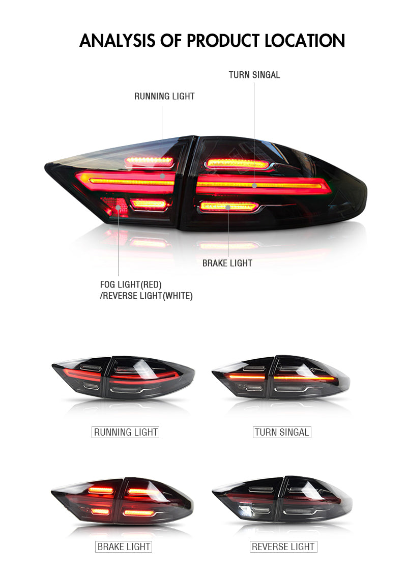 TT-ABC - LED Tail Lights For 2013-2016 Ford Fusion Mondeo Assembly Start-up Animation (Smoked/Red)-Ford-TT-ABC-TT-ABC