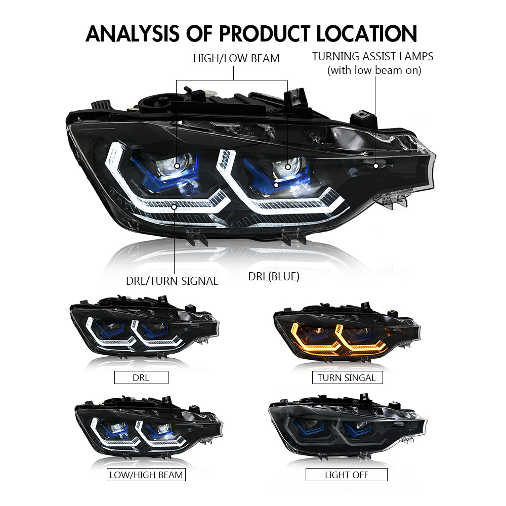 For 2013-2018 BMW 3-Series F30 F31 328i 335i LED Headlight Assembly Projector-BMW-TT-ABC