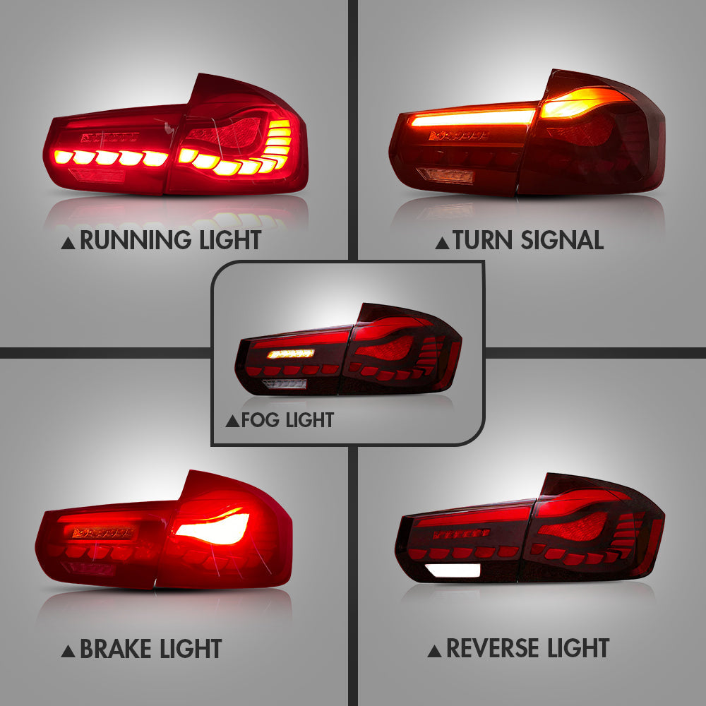 TT-ABC - Led Tail Lights For BMW 3 Series F30 F35 F80 2012-2019 Start-up Animation(Smoked/Red)-BMW-TT-ABC-TT-ABC